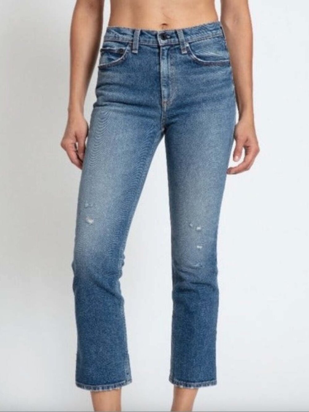 ASKK NY Straight Leg Cropped Jeans in Marina
